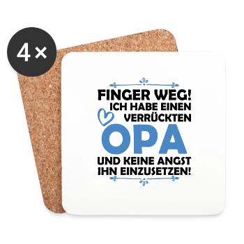 Ich habe einen verrückten Opa - Untersetzer (4er-Set) - Weiß - Vorne