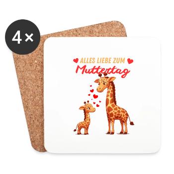 Mama Muttertag Kind Giraffe Tochter Sohn Liebe - Untersetzer (4er-Set) - Weiß - Vorne