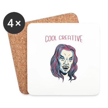Cool Vampire Rétro Halloween Belle Mode Chaude - Dessous de verre (lot de 4) - blanc - Devant