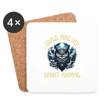 Eule Eulen Spirit Animal Seele Lieblingstier Wald - Untersetzer (4er-Set) - Weiß - Vorne