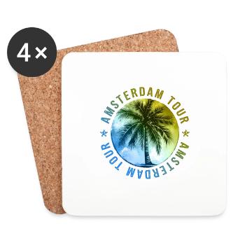 Vacances à Amsterdam - Dessous de verre (lot de 4) - blanc - Devant