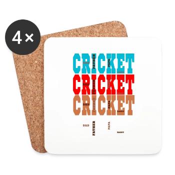Papa de cricket – Papa de sport – cadeau pour le cricket - Dessous de verre (lot de 4) - blanc - Devant