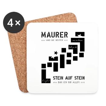 Maurer Hochbau Steinmetz - Dessous de verre (lot de 4) - blanc - Devant