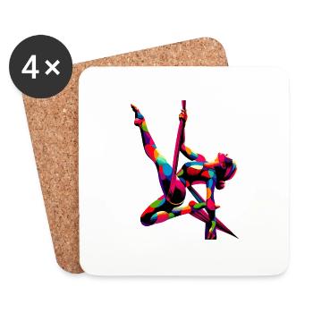Colorful Pop Art Aerial Silk Yoga Aerialist - Coasters (set of 4) - white - Front