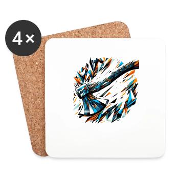 Polygon Art Axt Werfen Beil Werfer Äxte - Untersetzer (4er-Set) - Weiß - Vorne