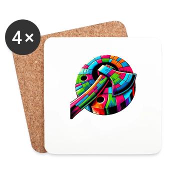 Pop Art Axt Werfen Beil Werfer Äxte - Untersetzer (4er-Set) - Weiß - Vorne