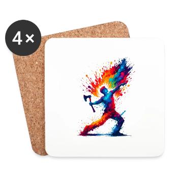 Pop Art Axt Werfen Beil Werfer Äxte - Untersetzer (4er-Set) - Weiß - Vorne