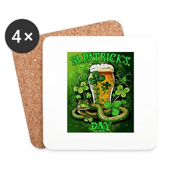JOUR DE LA SAINT-PATRICK SERPENT BIÈRE TRÈFLE - Dessous de verre (lot de 4) - blanc - Devant