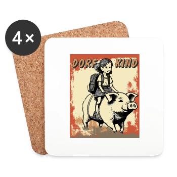 COCHON ENFANT FILLE - Dessous de verre (lot de 4) - blanc - Devant