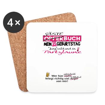 35th Birthday Man and Woman Guestbook - Coasters (set of 4) - white - Front