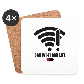 Salle de bain Wi-Fi Bad Life Wifi Dire Signal Internet - Dessous de verre (lot de 4) - blanc - Devant