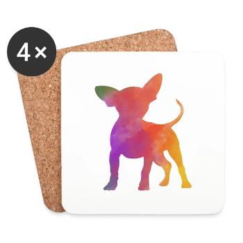 Chihuahua arc-en-ciel - Dessous de verre (lot de 4) - blanc - Devant