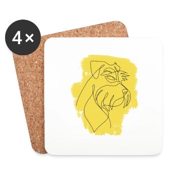 SCHNAUZER jaune une ligne - Dessous de verre (lot de 4) - blanc - Devant
