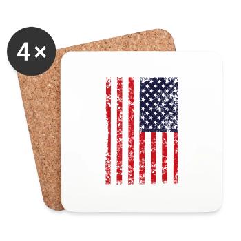 Drapeau des États-Unis vertical - Dessous de verre (lot de 4) - blanc - Devant