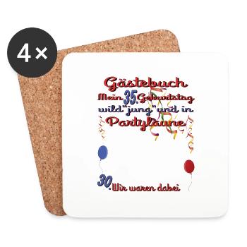 35th Birthday Man and Woman Guestbook - Coasters (set of 4) - white - Front