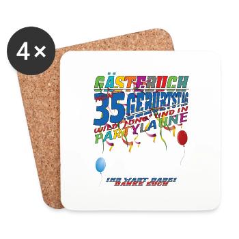 35th Birthday Man and Woman Guestbook - Coasters (set of 4) - white - Front