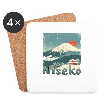 Niseko, Japon, Volcan, Coucher De Soleil, Hiver - Dessous de verre (lot de 4) - blanc - Devant