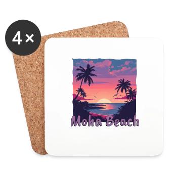 Vacances à Moha Beach, Caraïbes, Pays-Bas - Dessous de verre (lot de 4) - blanc - Devant