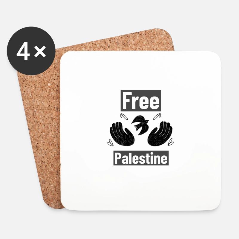 FREE PALESTINE - Untersetzer (4er-Set) - Weiß