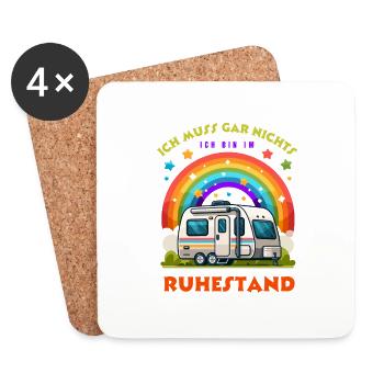 Retirement Pension Pensioner Caravan Camping Camper - Coasters (set of 4) - white - Front