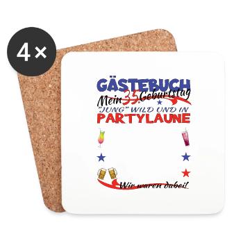35th Birthday Man and Woman Guestbook - Coasters (set of 4) - white - Front