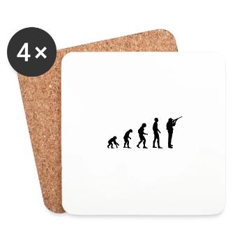 Évolution Chasse Chasse Chasseur - Dessous de verre (lot de 4) - blanc - Devant