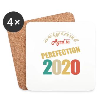 J’ai 4 ans | Je suis né en 2020 - birth - Dessous de verre (lot de 4) - blanc - Devant