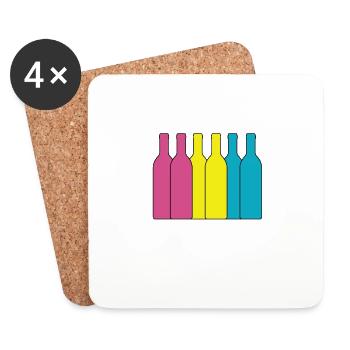 Dans le vin, pas dans l’étiquette, la fierté, la consommation d’alcool LGBTQ - Dessous de verre (lot de 4) - blanc - Devant