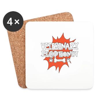 Réceptionniste vétérinaire Assistante vétérinaire - Dessous de verre (lot de 4) - blanc - Devant