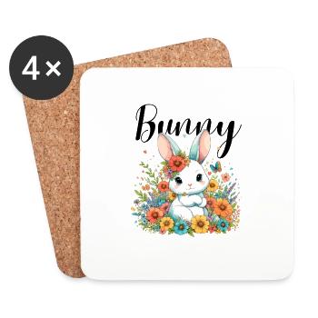 Bunny Bunny Mom Easter Easter Bunny Flowers Cute - Coasters (set of 4) - white - Front