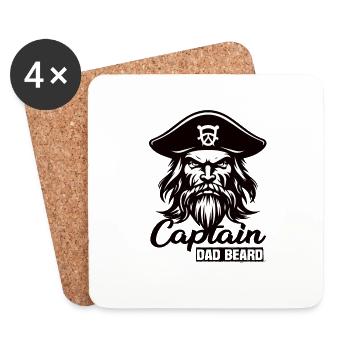 Captain Dad Beard Captain Boat Sailing Sailor - Coasters (set of 4) - white - Front
