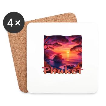 Phuket Thaïlande coucher de soleil Grunge Design - Dessous de verre (lot de 4) - blanc - Devant