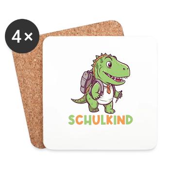 Inscription à l’école Dinosaure Dino TRex Écolier 2024 - Dessous de verre (lot de 4) - blanc - Devant
