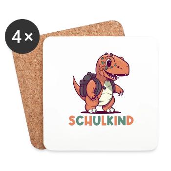 Inscription à l’école Dinosaure Dino TRex Écolier 2024 - Dessous de verre (lot de 4) - blanc - Devant