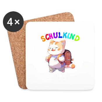 Inscription à l’école École des chats Début de l’école 2024 - Dessous de verre (lot de 4) - blanc - Devant