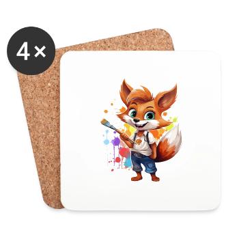 Fox Painter - Coasters (set of 4) - white - Front