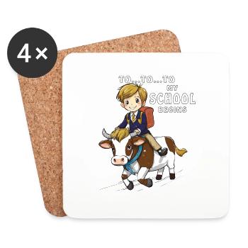 SCHOOLCHILD COW TO... TO... TO MY SCHOOL BEGINS - Coasters (set of 4) - white - Front