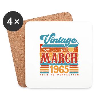 Mars 1965, Cadeau Anniversaire Vintage Mars 1965. - Dessous de verre (lot de 4) - blanc - Devant