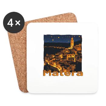 Matera, Italy, Sunset, Night, Starry Sky - Coasters (set of 4) - white - Front