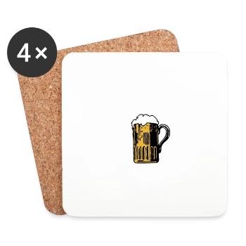 Tiens ma bière et regarde ce T-shirt - Funny Bar - Dessous de verre (lot de 4) - blanc - Devant