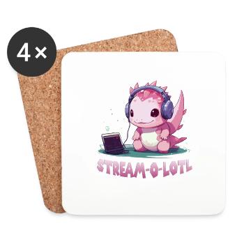 Kawaii Axolotl Anime T für Gamer und - Untersetzer (4er-Set) - Weiß - Vorne