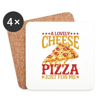 A Lovely Cheese Pizza Just For Me 6 - Coasters (set of 4) - white - Front