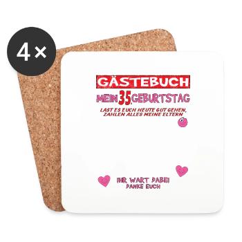 35th Birthday Man and Woman Guestbook - Coasters (set of 4) - white - Front