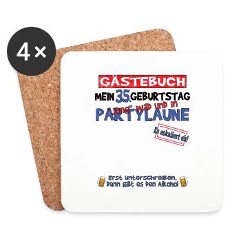 35th Birthday Man and Woman Guestbook - Coasters (set of 4) - white - Front