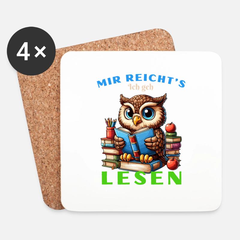 Mir reicht's Eule Eulen Uhu Buch Bücher Lesen Fun - Untersetzer (4er-Set) - Weiß