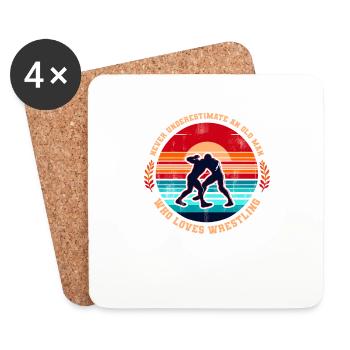 Never Underestimate An Old Man Who Loves Wrestling - Coasters (set of 4) - white - Front