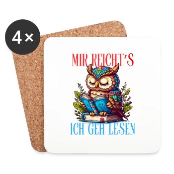 Owl, Eagle Owl, Bookseller, Book, Reading, Literature, Time Out - Coasters (set of 4) - white - Front