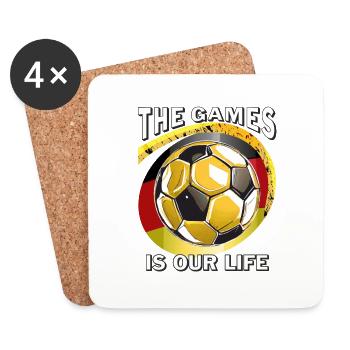 FUSSBALL THE GAMES IS OUR LIFE - Untersetzer (4er-Set) - Weiß - Vorne