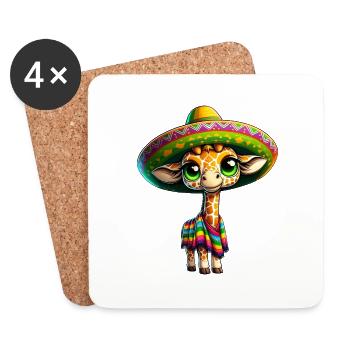 Cinco de Mayo Giraffe: Süßes Cartoon-Design mit - Untersetzer (4er-Set) - Weiß - Vorne
