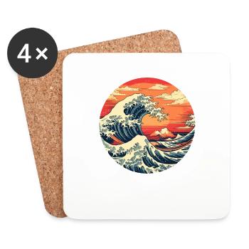 Große Welle The Great Wave Kanagawa - Untersetzer (4er-Set) - Weiß - Vorne